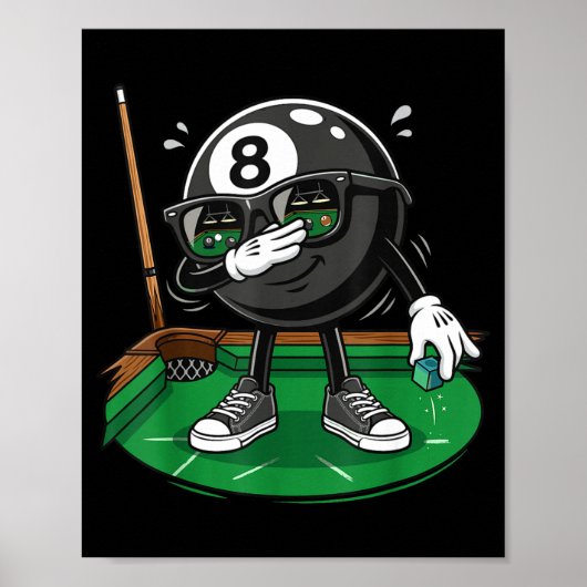 Poster Joueur de billard 8 ball amusing se dabbant équipe (Devant)