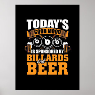 Poster Joueur de billard   Aujourd'Hui Billard Et Bière