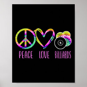Poster Joueur de billard Ball Tie Dye Girl Retro Vint