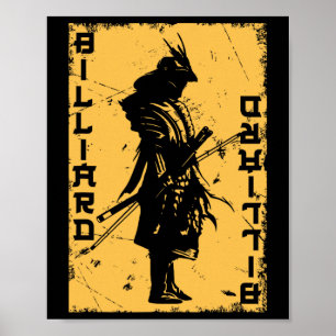 Poster Joueur de billard Samurai Japon guerrier Snooker P