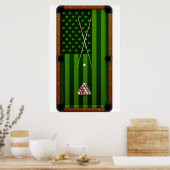Poster Joueur de billard Table États-Unis drapeau américa (Cuisine)