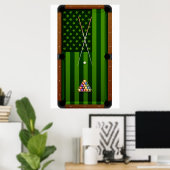 Poster Joueur de billard Table États-Unis drapeau américa (Bureau à domicile)