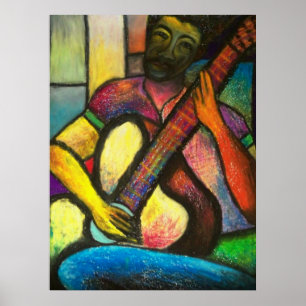 Poster Joueur de bleus de guitare