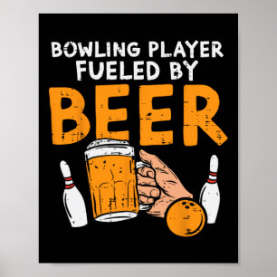 Poster Joueur de bowling alimenté amusant Joueur de bowle