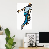 Poster Joueur de bowling rétro lançant une boule (Bureau à domicile)