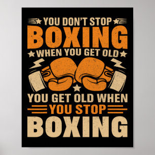 Poster Joueur de boxe drôle Vieux pensionnat Jeune format