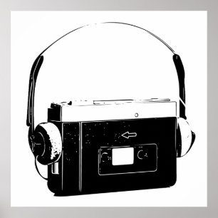 Poster Joueur de cassettes portable des années 80, Walkma
