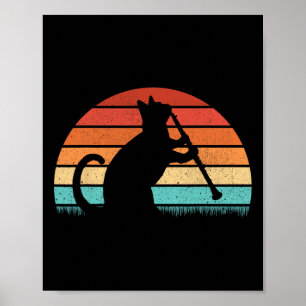 Poster Joueur de chat Clarinet - Retro Clarinetist Music 