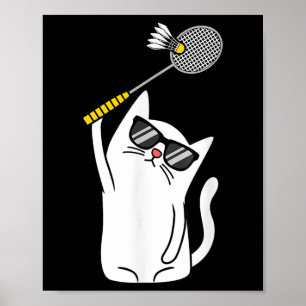 Poster Joueur de chats Volant de badminton Lecteur Lover