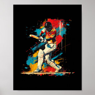 Poster Joueur de cricket artiste sur le cricket d'art abs