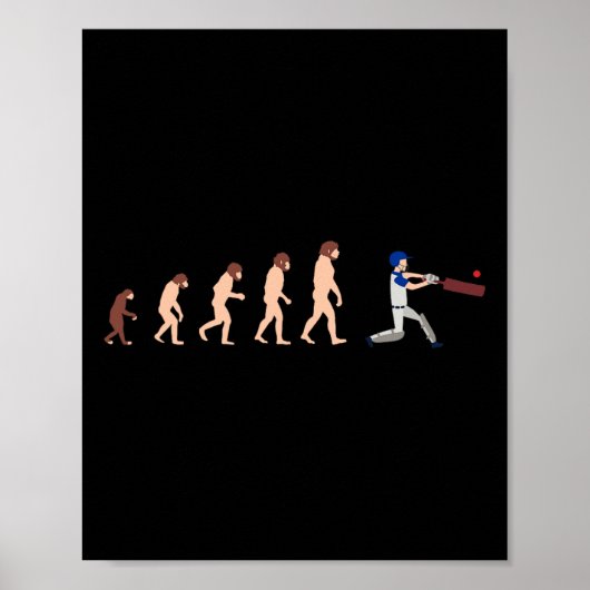 Poster Joueur de cricket drôle de théorie de l'évolution (Devant)
