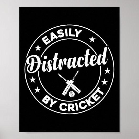 Poster Joueur de cricket - Facilement distrait par C (Devant)