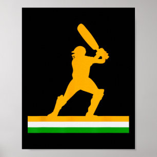 Poster Joueur de cricket indien Drapeau de l'Inde Support