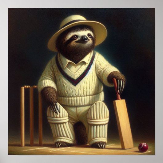 Poster Joueur de cricket Sloth (Devant)