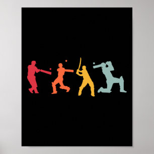 Poster Joueur de cricket Sport de cricket Vintage Cricket