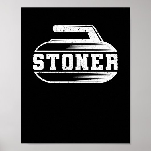 Poster Joueur de curling patineur de sport d'hiver (Devant)