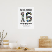 Poster Joueur de diplôme d'école Numéro 16 Photo Collage (Cuisine)