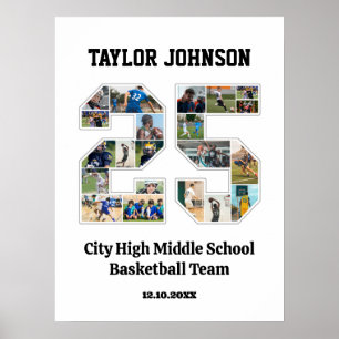 Poster Joueur de diplôme d'école Numéro 25 Photo Collage