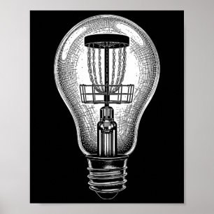 Poster Joueur de Disc Golf Ampoule Esquisse Bonne Idée Go