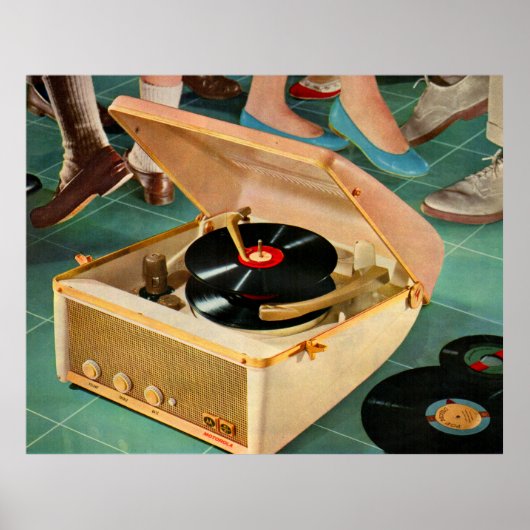 Poster Joueur de disques portable des années 1950 (Devant)