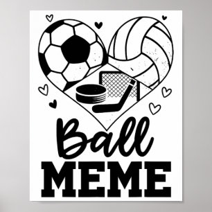 Poster Joueur de foot de volley de hockey Ll Meme