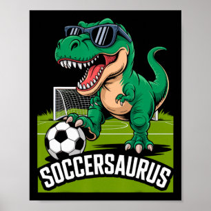 Poster Joueur de foot Soccersaurus Dinosaure T-rex Gardie
