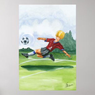 Poster Joueur de football à la balle par Jay Throckmorton