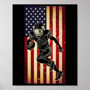 Poster Joueur de football américain Drapeau États-Unis Fi