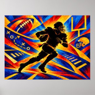 Poster Joueur de football américain en action silhouette