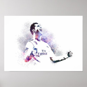 Poster Joueur de football - Art abstrait à l'aquarelle