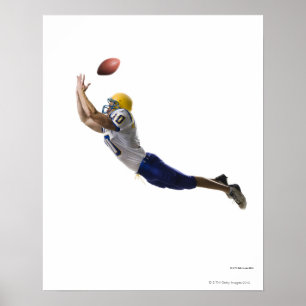 Poster joueur de football attrapant un passage