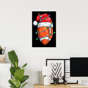 Poster Joueur de football avec chapeau de Père Noël à Noë