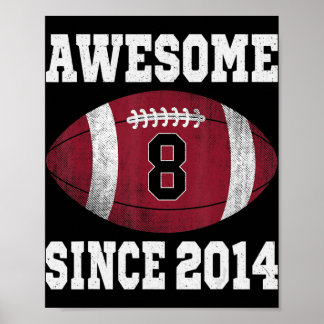 Poster Joueur de football de 8e anniversaire 8 ans Vintag