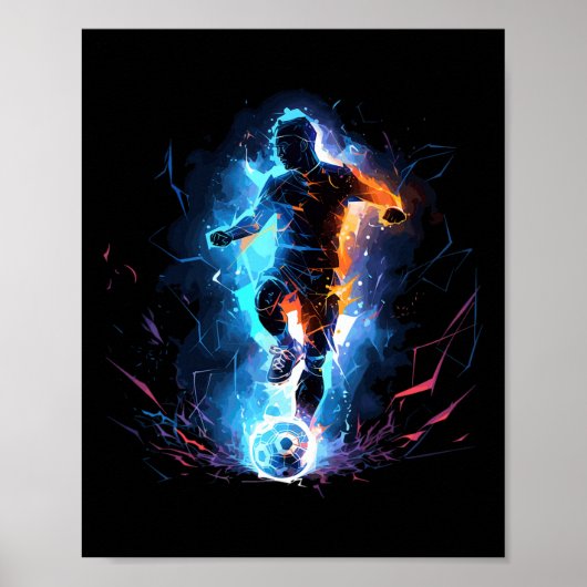 Poster Joueur de football éclair (Devant)