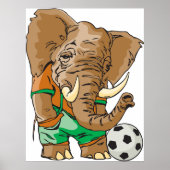 Poster Joueur de football éléphant Funny Sport animal (Devant)