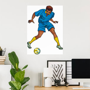 Poster Joueur De Football En Bleu