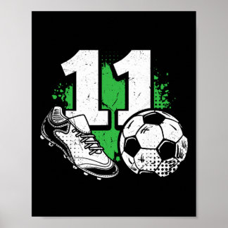 Poster Joueur de football garçon 11 ans anniversaire 11 a