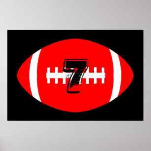 Poster Joueur de football Giant Red Football Jersey Numér