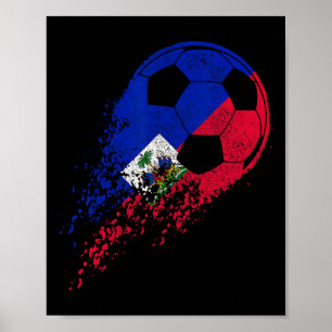 Poster Joueur de football haïtien Fierté du drapeau haïti