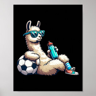 Poster Joueur de football lama cool avec lunettes de sole
