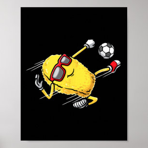 Poster Joueur de football Nugget de poulet jouant au foot