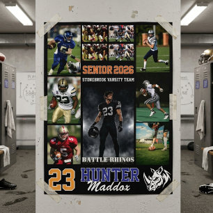 Poster Joueur de football nuit senior photo collage sport