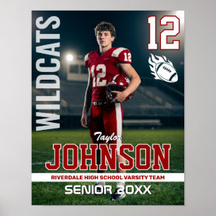 Poster Joueur de football nuit senior photo personnalisée