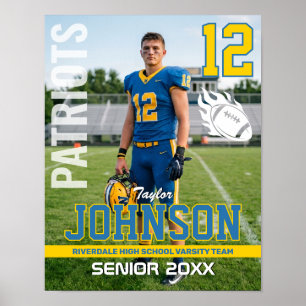 Poster Joueur de football nuit senior photo personnalisée