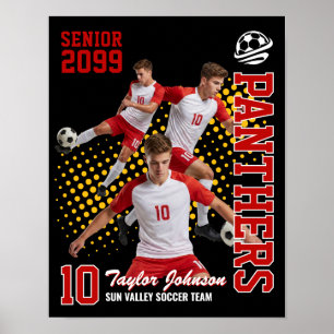Poster Joueur de football senior Collage photo personnali