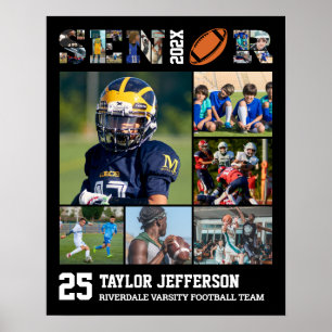 Poster Joueur de football sport de nuit senior Collage ph