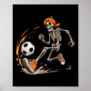 Poster Joueur de football squelette Tête de citrouille dr