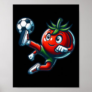 Poster Joueur de football Tomate Drôle qui botte le masco