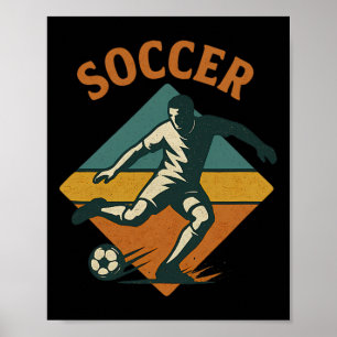 Poster Joueur de football vintage coup de pied style clic