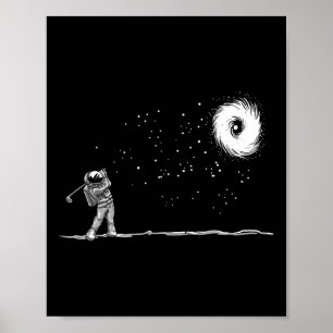 Poster Joueur de golf spatial astronaute drôle galaxie es